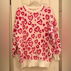 Oversized Pink Heart Léopard Sweater Size S